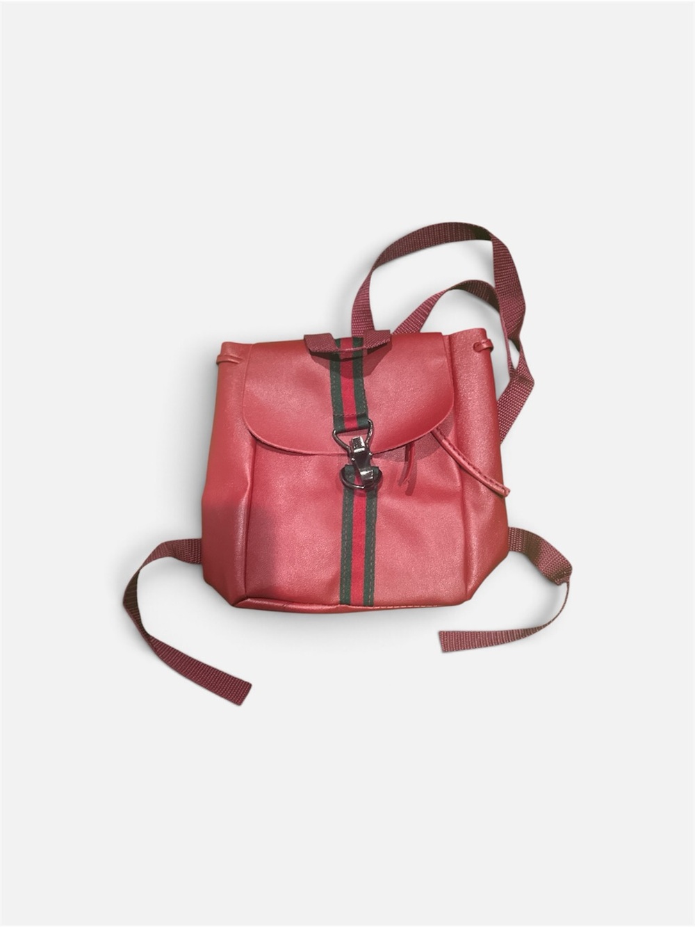 Women’s Red Backpack with Green Accent Stripe